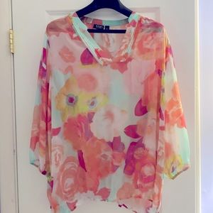 a.n.a. Women’s plus size 3x sheer floral blouse